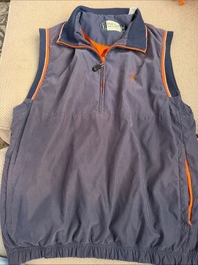 PGA Tour Navy and Orange Sleeveless Golf Vest